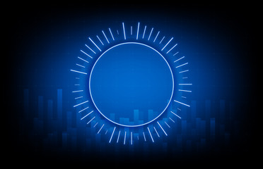 abstract background of glowing blue technology round shape