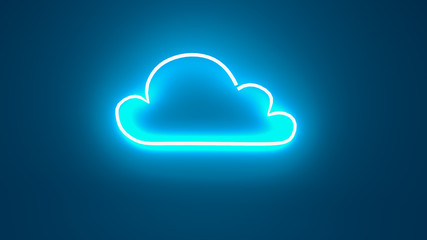 3D render illustration of cloud neon light sign on the wall