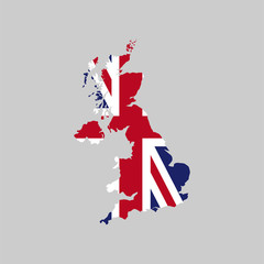 Flag and map of Great Britain. Symbol of the United Kingdom. Vector - 322510795