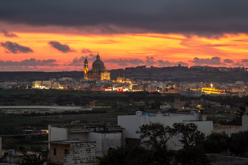 Obraz premium A picture of the Church in Xewkija, Gozo