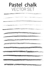 Black and white vector set of brush strokes with a pencil, crayon and marker traced in good quality and isolated on white