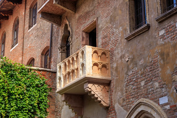 Verona, Italy. Juliet's balcony. Juliet's House (Casa di Giulietta)