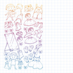 Children clothes. Background for babies, kids patterns.