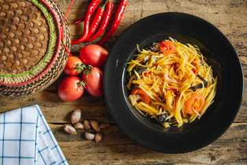 Papaya salad, spicy food, Thai food concept