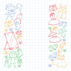 Children clothes. Background for babies, kids patterns.