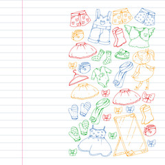 Children clothes. Background for babies, kids patterns.