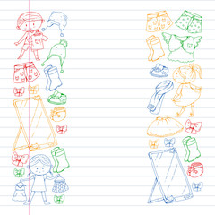 Children clothes. Background for babies, kids patterns.