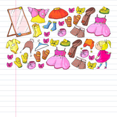 Children clothes. Background for babies, kids patterns.