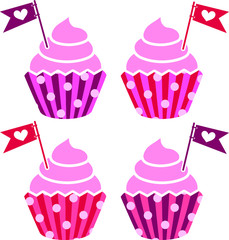 Valentine's Day party cupcakes with hearts