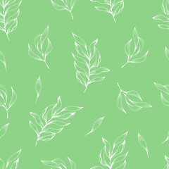 Vintage hand drawn pattern with linear herbs. seamless pattern for decoration design. Beautiful fashion art. Eps 10 vector illustration. Decorative design for fabric, textile, wallpaper, background
