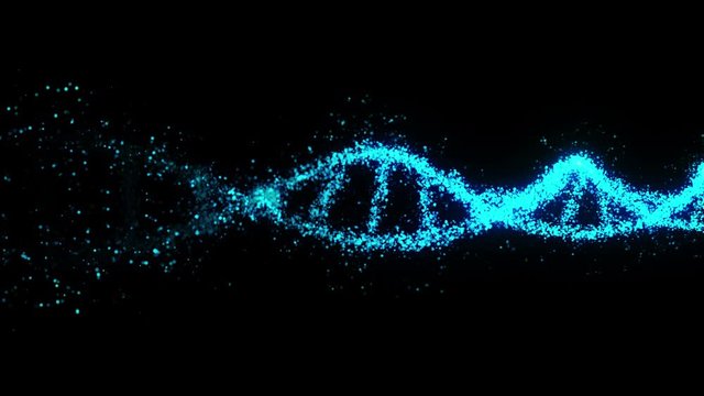 DNA molecule helix as a symbol for genetics code. Medicine and technology concept. Science biotechnology. Loop animation.
