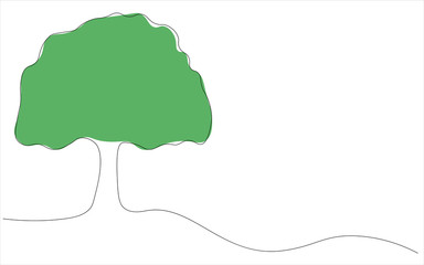 Spring green tree continuous line drawing vector illustration