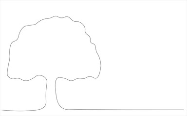Tree line drawing on white background vector illustration