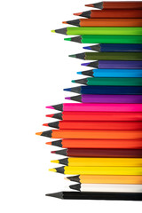 Colorful background or banner with place for text, copy-space. Color pencils on white background.