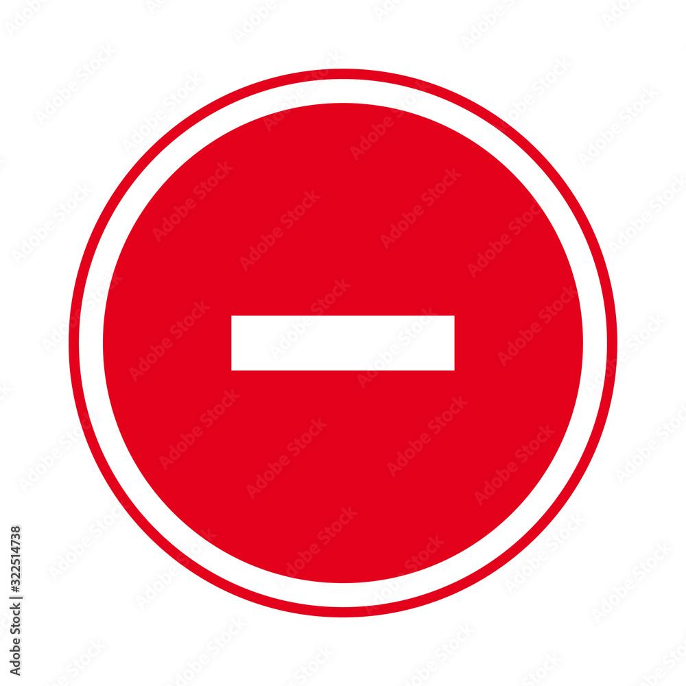 Poster round red minus sign icon, button. flat remove, negative symbol isolated on a white background. eps1
