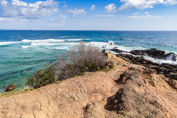 Beautiful view of the cape Byron Bay from Walking track. New South Wales, East coast of Australia.