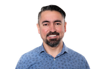 Obraz premium Portrait of smiling man wearing blue shirt