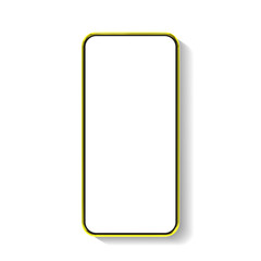 3D realistic gold smartphone mockup. Template for infographics and UI design. Phone frame with blank display isolated templates. Vector illustration cell phone concept