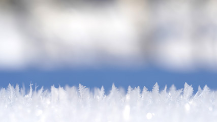 beautiful ice crystals and hoar frost on a cold winter morning