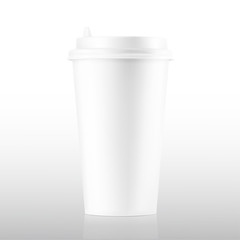Realistic blank paper cup mockup. Coffee to go, take out mug. Vector illustration. EPS10.	