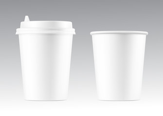 Realistic blank paper cup mockup. Coffee to go, take out mug. Vector illustration. EPS10.	