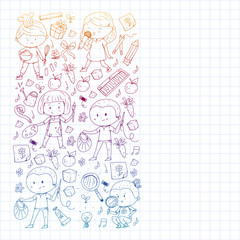 Back to school vector pattern. Education icons for children.