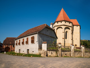 Fototapeta na wymiar Scenic view of fortified church in Saschiz, Transylvania, Romania. UNESCO World Heritage Site