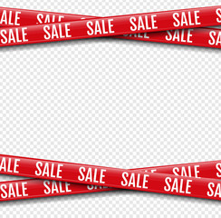 Red Promotional Sale Ribbon Transparent Background