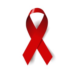 Red Ribbon World Aids Day Symbol - obrazy, fototapety, plakaty