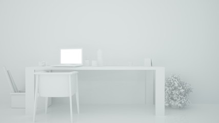 The interior living minimal and work space in condominium	