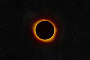 Total eclipse of the planet Mars. Planet with red light in outer space