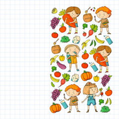 Children eating healthy food. Sport, fitness.