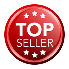 Top Seller glossy sale button. Round shopping badge.