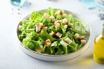 Homemade classic Caesar salad