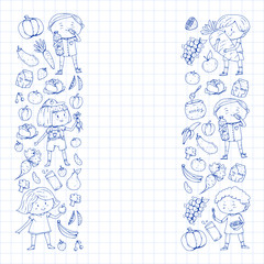 Fototapeta premium Children eating healthy food. Sport, fitness.