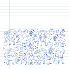 Children eating healthy food. Sport, fitness.