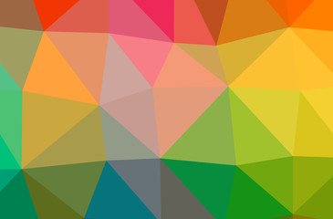 Illustration of abstract Green, Orange horizontal low poly background. Beautiful polygon design pattern.