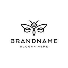 bee logo bumblebee icon illustration in trendy line linear outline style 