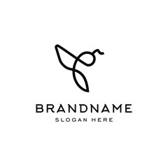 bee logo bumblebee icon illustration in trendy line linear outline style 