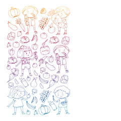 Children eating healthy food. Sport, fitness.