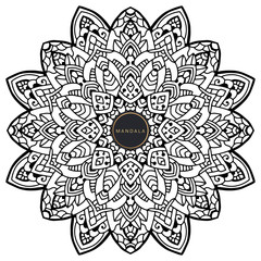 Black and white mandala vector isolated on white. Vector hand drawn circular decorative element.