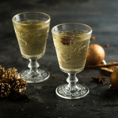 Homemade spiced white mulled wine