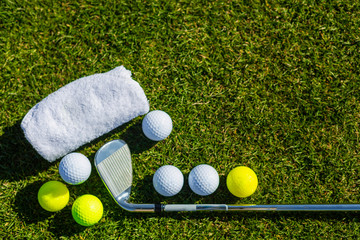 Golf ball on the grass, playing area