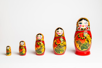 Russian traditional ornament, doll Matryeshka isolated