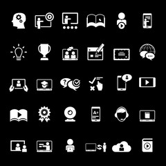 Collection of e-learning related line icons.
