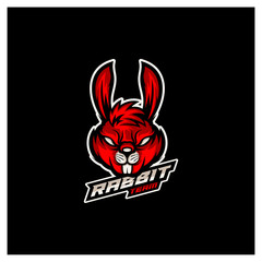 Rabbit Esport gaming mascot logo template Vector. Modern Head Rabbit Logo Vector