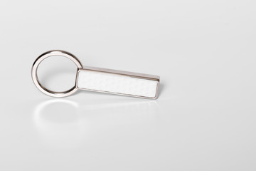 Silver key chain isolated 