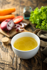 Healthy homemade chicken broth