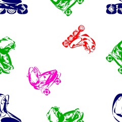 pattern roller skates in trendy linear art on a transparent background