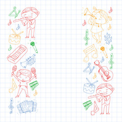 Fototapeta premium Music background for patterns. Vector illustration with musical instruments.